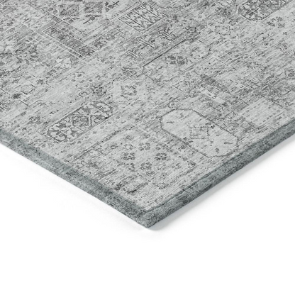 Gray Chantille ACN611 9x12 rug by Start2Finish shown with intricate patterns and soft texture on a hardwood floor.