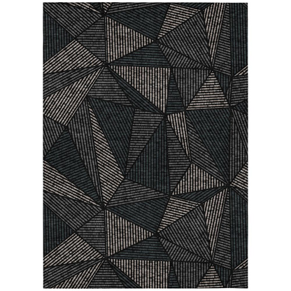 Black Chantille ACN618 10x14 rug by Start2Finish featuring intricate patterns and plush texture on a neutral floor.