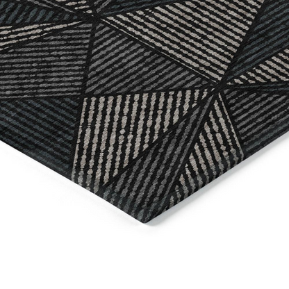 Start2Finish Chantille ACN618 black 10x14 rug with intricate pattern and soft texture, perfect for living room or bedroom decor.