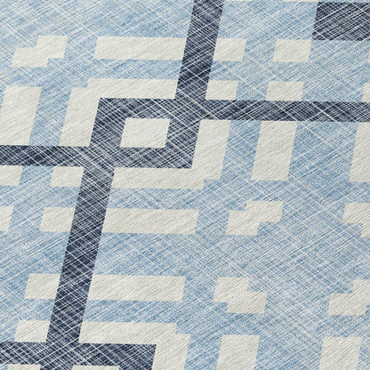 Start2Finish Chantille ACN616 Blue 9x12 rug featuring intricate patterns and soft texture in vibrant blue color.