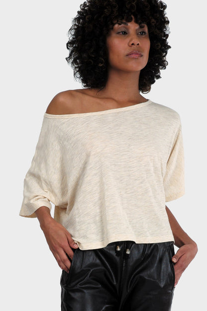 Gold Felix Lumi Organic Crop Top in natural fabric, stylish sleeveless blouse with a relaxed fit, perfect for casual wear.