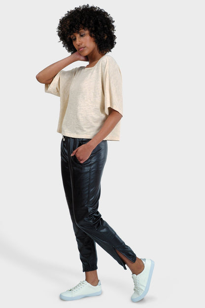 Gold Felix LUMI organic crop top for women, stylish tops and blouses, shown in a modern, casual fit.
