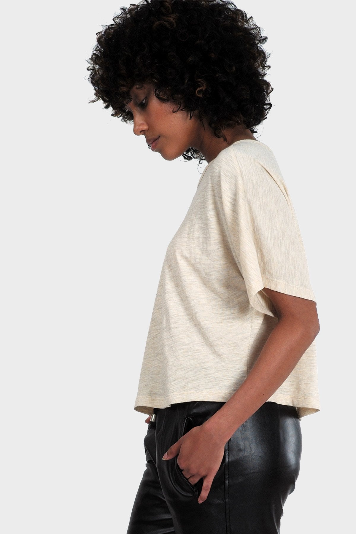 Gold Felix Lumi Organic Crop Top, stylish casual blouse with a fitted design, shown in a natural fabric and neutral color.