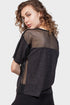 Gold Felix back mesh yoke top, stylish blouse with mesh detail on the yoke and classic fit, perfect for casual or dressy occasions.