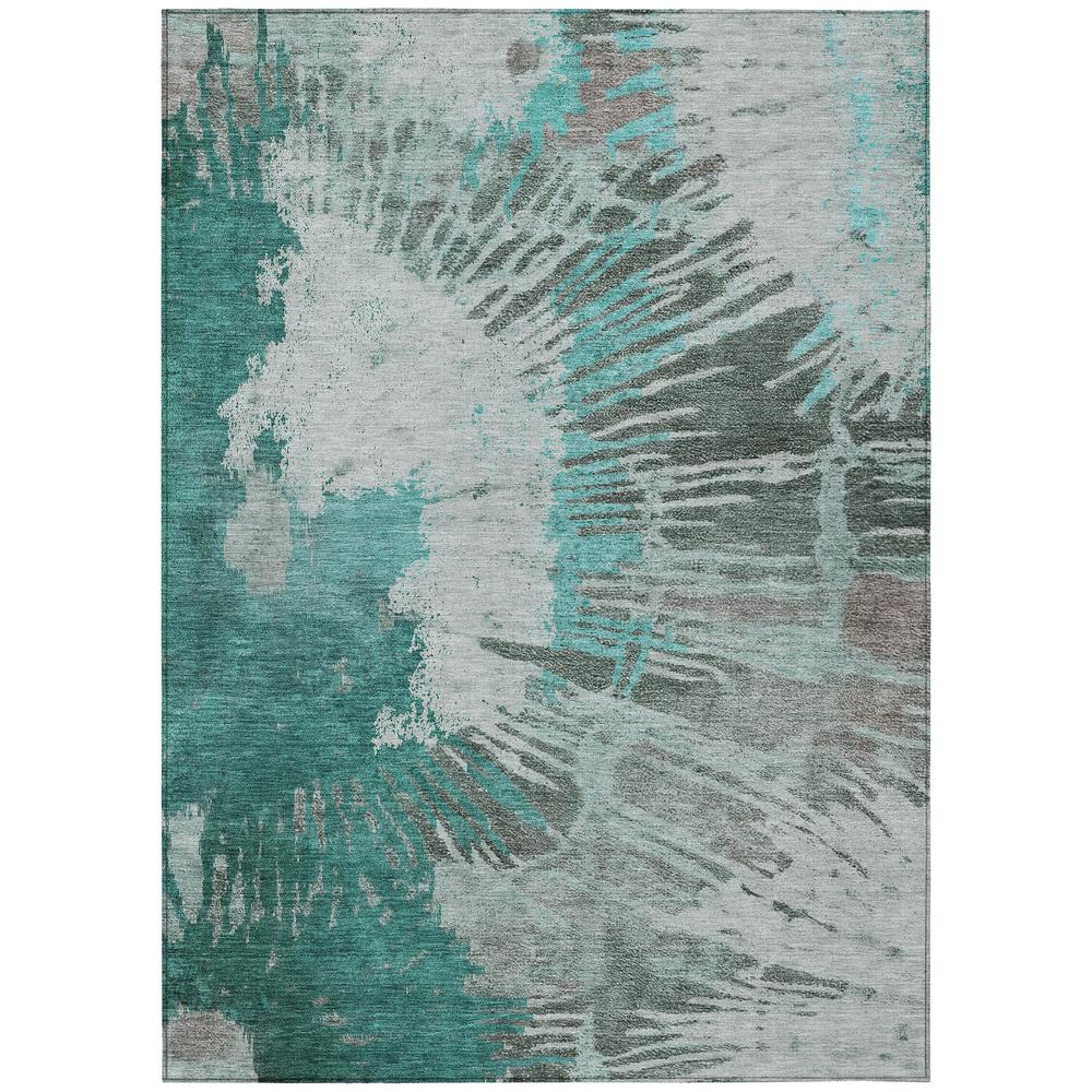 Start2Finish Chantille ACN645 teal 5x7.5 rug with intricate pattern, soft texture, and vibrant color, suitable for living room or bedroom.