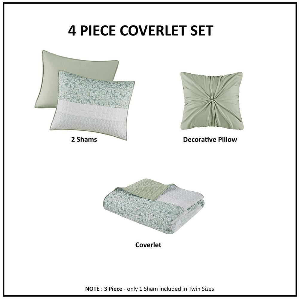 Start2Finish 4-piece seersucker quilt set with matching throw pillow, featuring soft, textured fabric and coordinating bedding accessories.