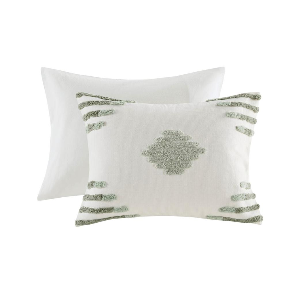 Start2Finish 3-piece cotton blend chenille comforter set with textured bedding in neutral tones on a bed.