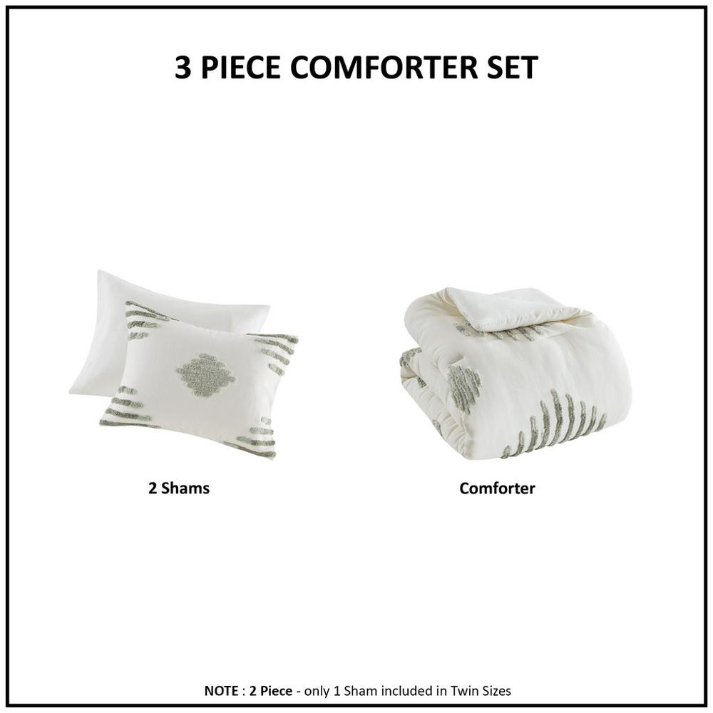 Start2Finish 3-piece cotton blend chenille comforter set with soft, textured fabric and coordinating pillows on a neatly made bed.