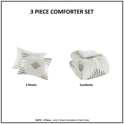 Start2Finish 3-piece cotton blend chenille comforter set with soft, textured fabric and coordinating pillows on a neatly made bed.