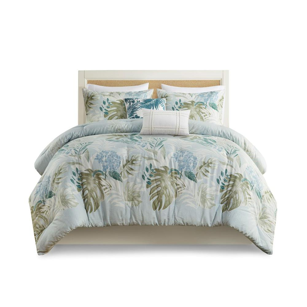 Start2Finish 6-piece oversized cotton comforter set with matching throw pillow, showcasing soft, breathable bedding and plush accents.