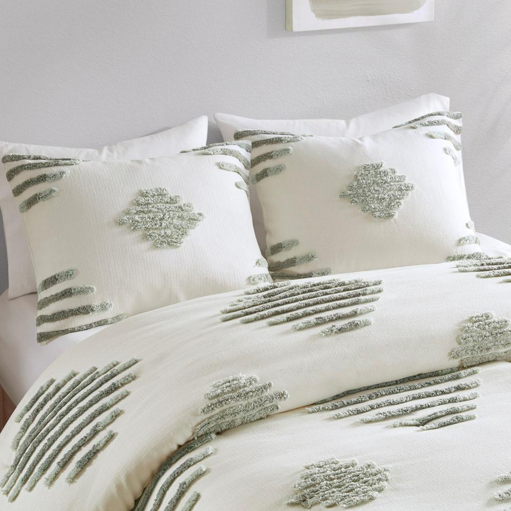 Start2Finish 3-piece cotton blend chenille duvet cover set showing soft, textured fabric with matching pillow shams on a bed.