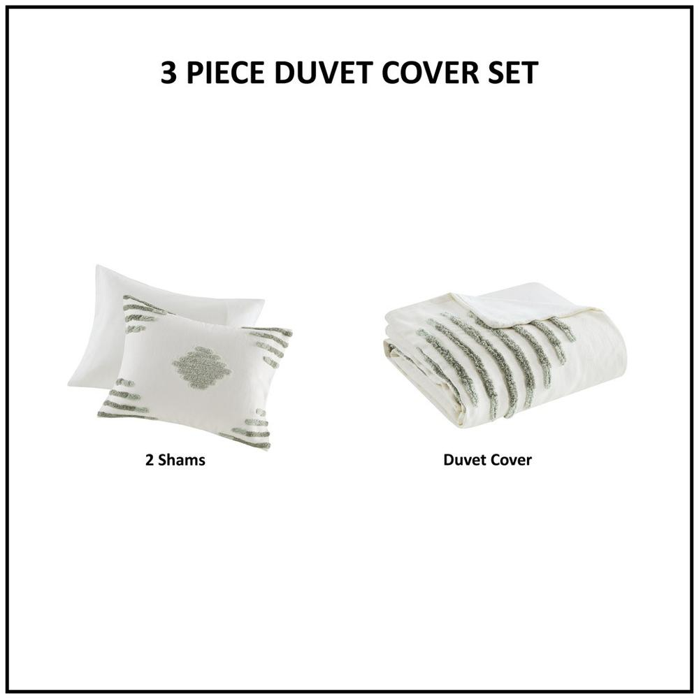 Start2Finish 3-piece cotton blend chenille duvet cover bedding set with matching pillow shams on a bed.