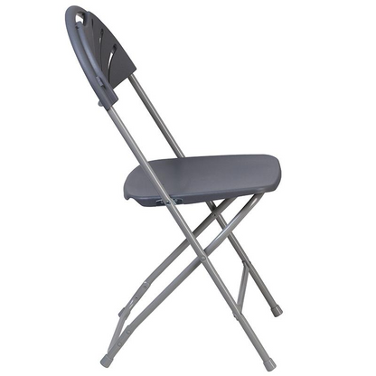 Start2Finish HERCULES Series 2-pack charcoal plastic folding chairs with fan back design and 650 lb. capacity
