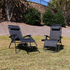 Pair of black Start2Finish adjustable mesh zero gravity lounge chairs with pillows and cup holder trays, set of 2.