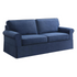 Navy fabric slip cover sofa by Start2Finish, showcasing a fitted furniture cover over a comfortable sofa.