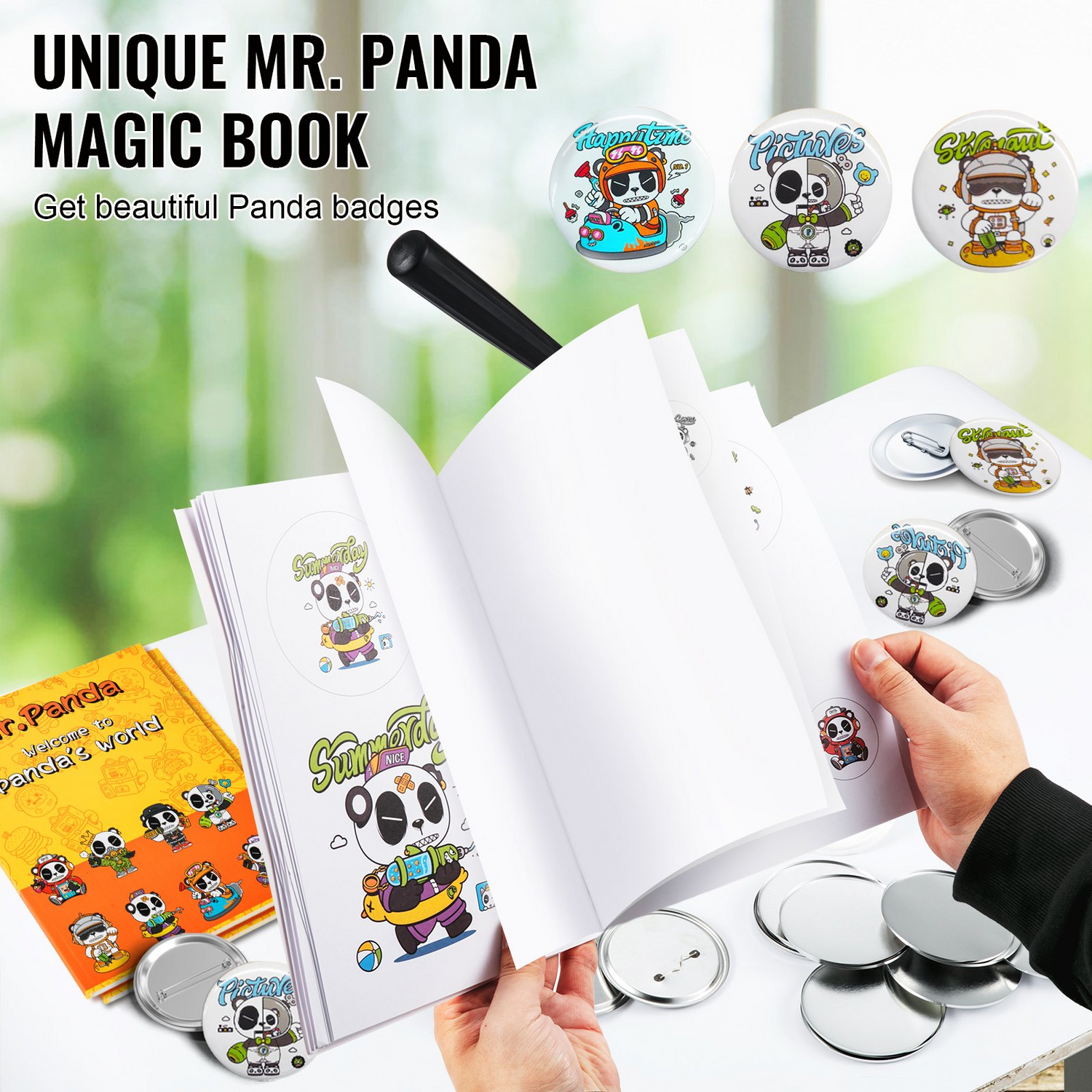Start2Finish VEVOR 32mm button maker machine with badge punch, parts, circle cutter, and DIY gift kit for children and craft projects.