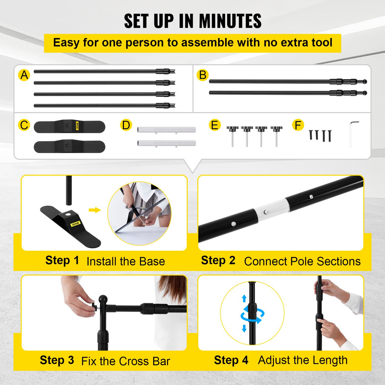 Start2Finish VEVOR 10x8 ft backdrop banner stand for trade shows, adjustable height and width, step and repeat background.