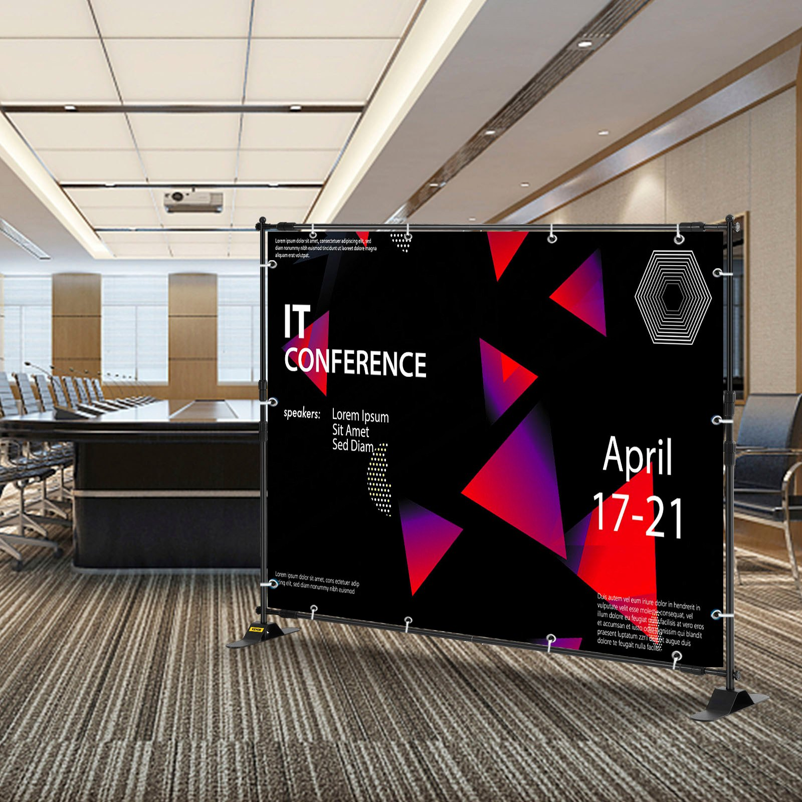 Start2Finish VEVOR 10x8 ft adjustable backdrop banner stand for trade shows, photo booths, and event background displays