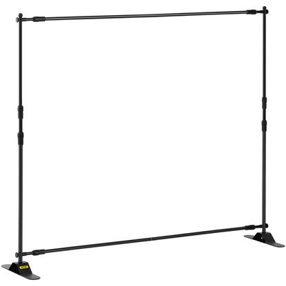 Start2Finish VEVOR 10 x 8 ft adjustable backdrop banner stand for trade shows and photo booths, featuring step and repeat design.