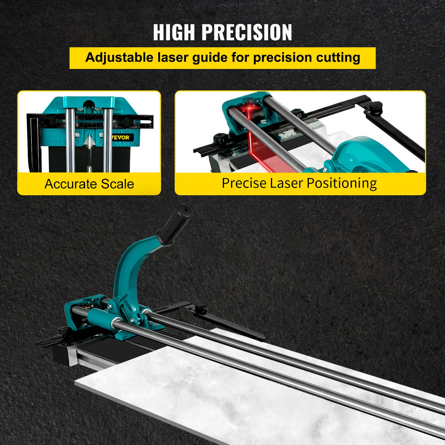 Start2Finish VEVOR manual tile cutter with 48-inch length and laser guide for precise ceramic tile cutting.