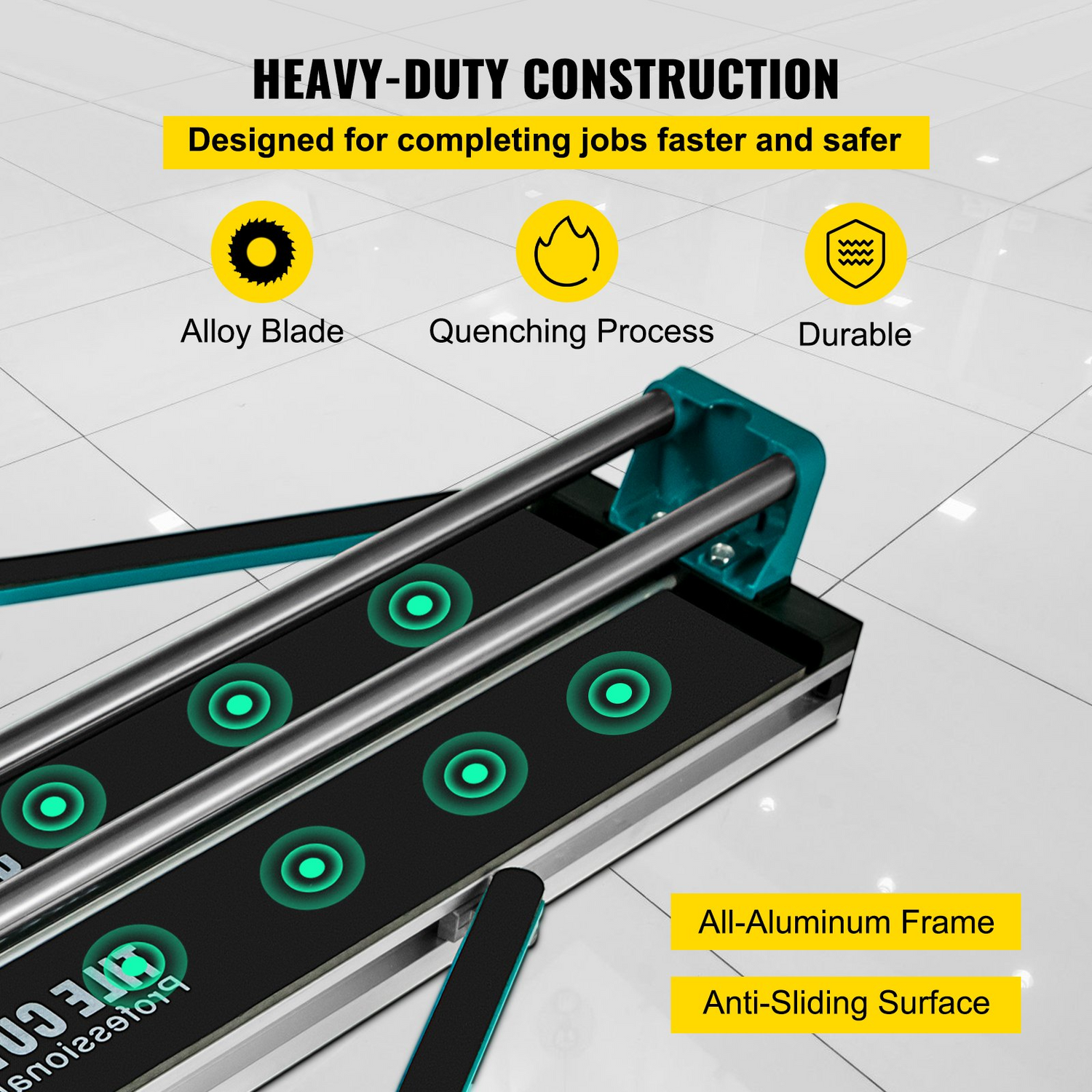 Start2Finish VEVOR 48-inch manual tile cutter with laser guide, ideal for precise ceramic tile cutting and installation.