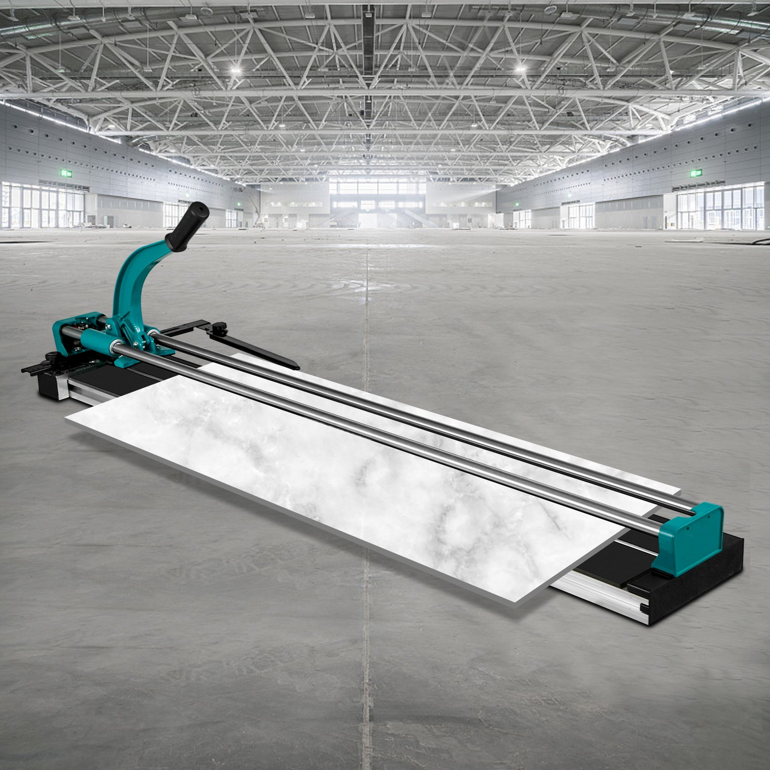Start2Finish VEVOR manual tile cutter with laser guide, 48-inch (1200mm) ceramic tile cutting machine, sturdy tool for precise cuts.