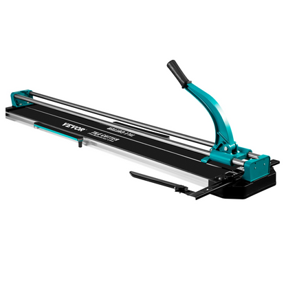 Start2Finish VEVOR manual tile cutter with 48-inch cutting length and laser guide for ceramic tile installation.