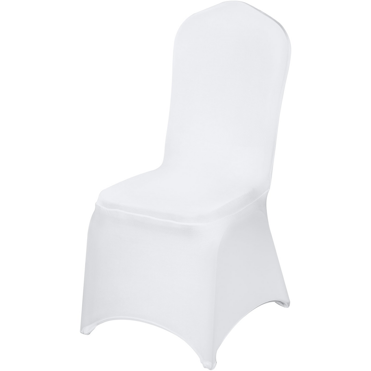 Set of 100 white VEVOR Stretch Spandex folding chair covers with universal fit, washable and protective for events and celebrations.