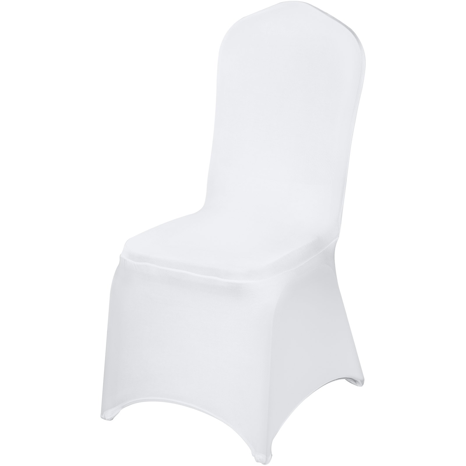 Set of 100 white VEVOR Stretch Spandex folding chair covers with universal fit, washable and protective for events and celebrations.