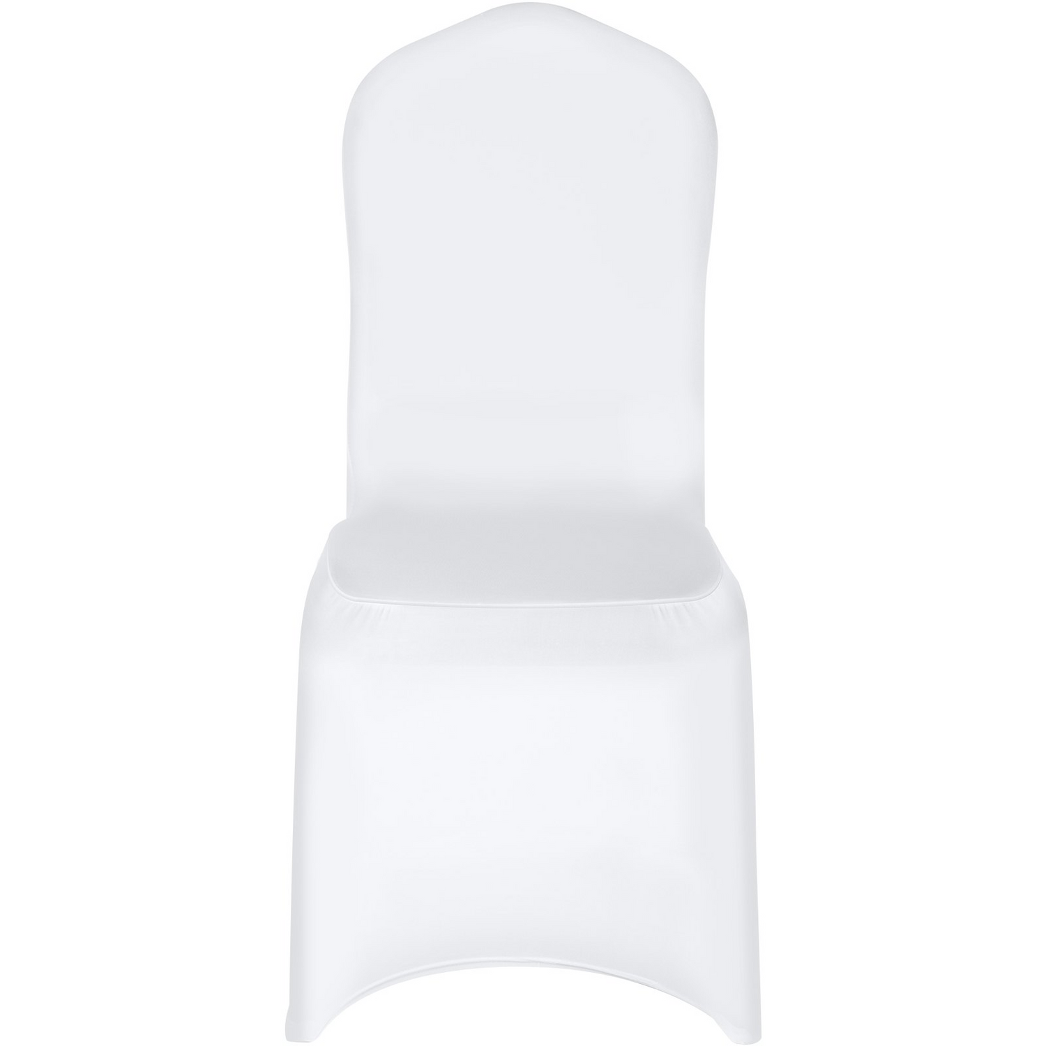 White VEVOR stretch spandex folding chair covers by Start2Finish, fitted, washable, for wedding, holiday, banquet, and party events.