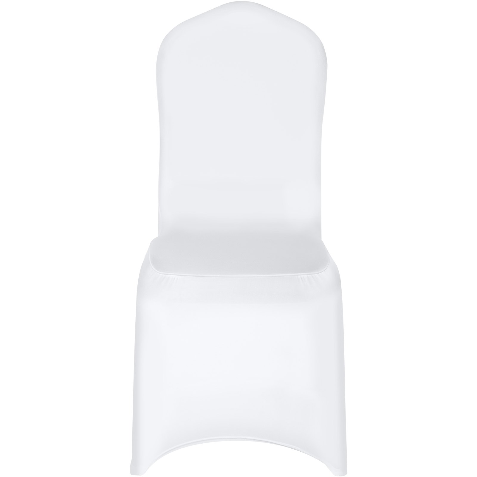 White VEVOR stretch spandex folding chair covers by Start2Finish, fitted, washable, for wedding, holiday, banquet, and party events.