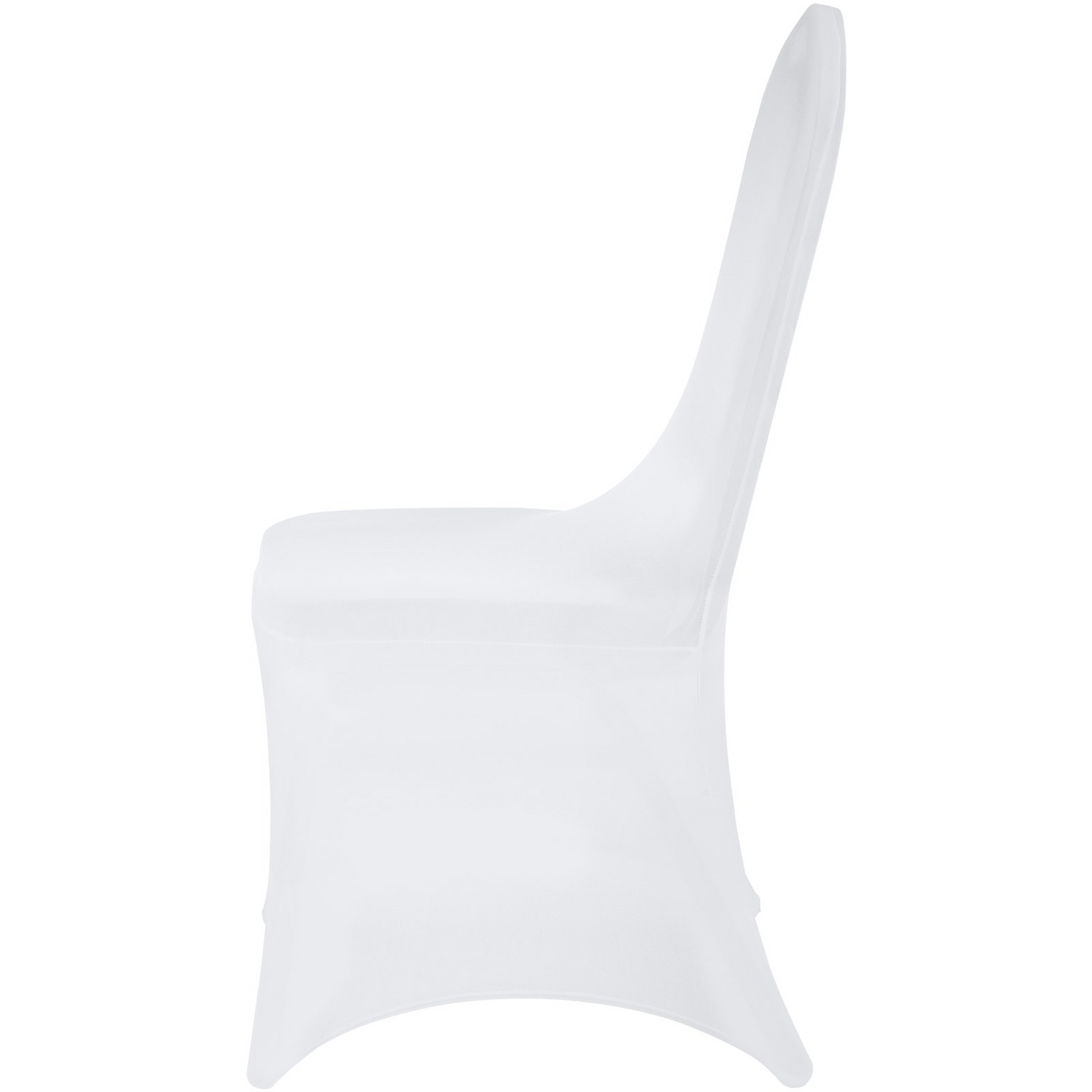 White VEVOR stretch spandex folding chair covers by Start2Finish, fitted, washable, and designed for weddings, parties, and events.
