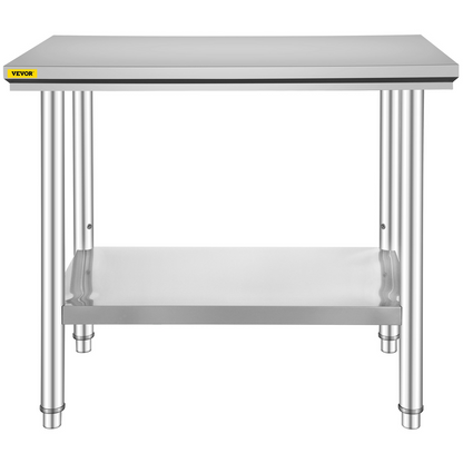 Start2Finish stainless steel prep table with adjustable height levels, 900x600 mm, heavy-duty commercial kitchen workstation.