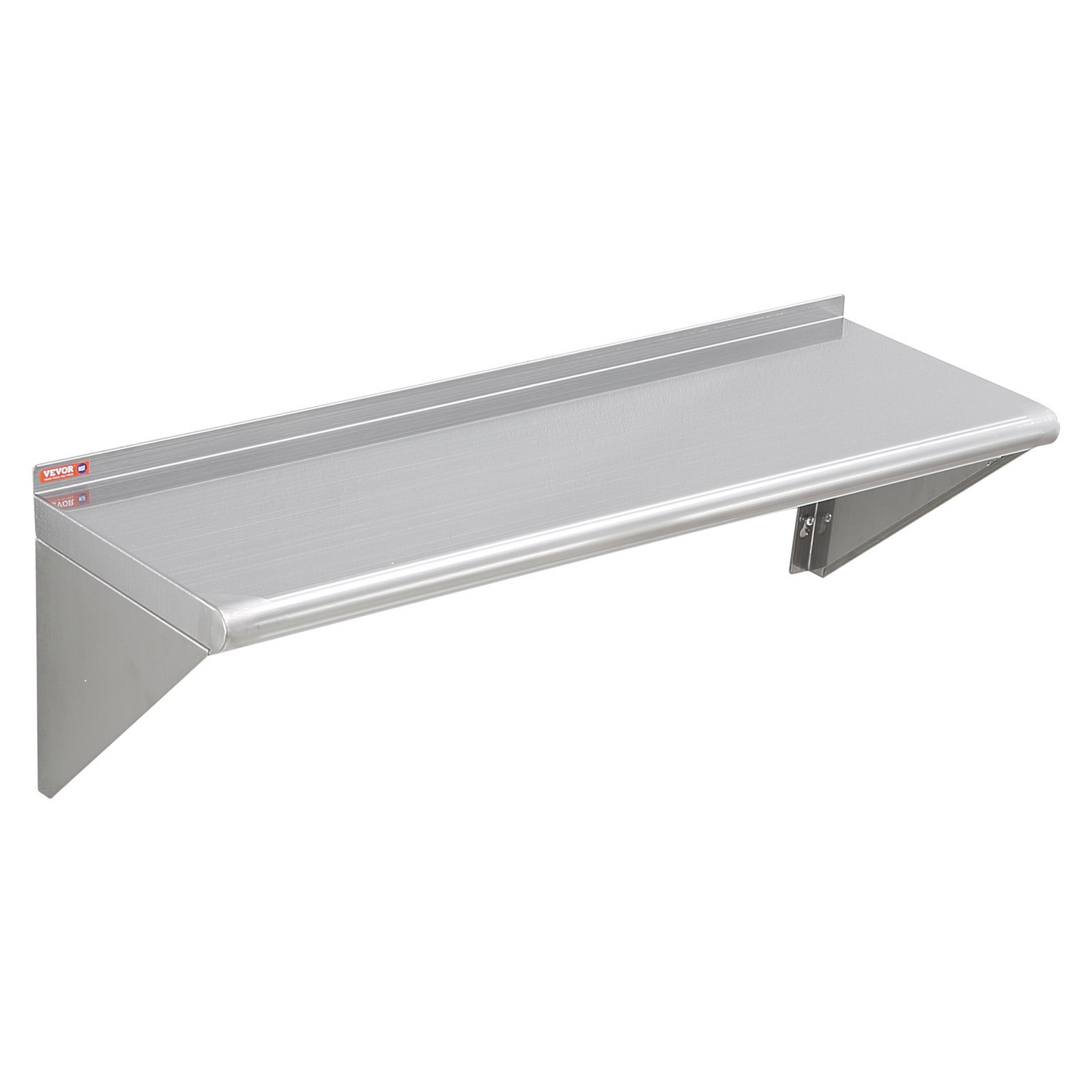 Start2Finish stainless steel wall-mounted floating shelf with brackets, 12x36 inches, heavy-duty storage for kitchen or restaurant use