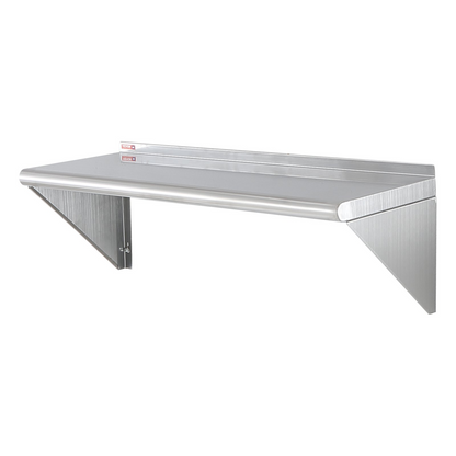Start2Finish stainless steel wall-mounted floating shelf with brackets, 12x36 inches, heavy-duty storage for kitchen or restaurant use