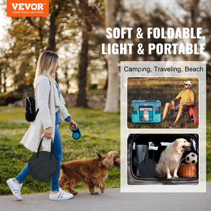Start2Finish VEVOR foldable pet playpen with waterproof Oxford cloth, portable dog and cat crate for indoor, outdoor, and travel use.