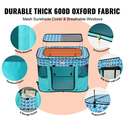 Start2Finish VEVOR foldable pet playpen with waterproof Oxford cloth, removable zipper, suitable for dogs, cats, indoor and outdoor use.