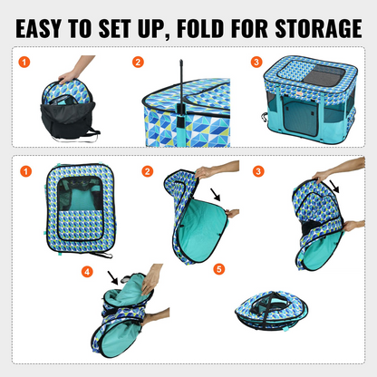 Start2Finish VEVOR foldable pet playpen with waterproof Oxford cloth, portable dog crate for indoor, outdoor, travel, and camping use.