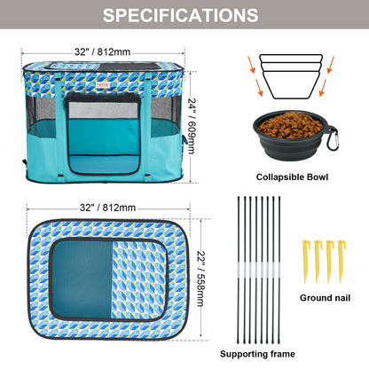 Foldable Start2Finish VEVOR pet playpen with waterproof Oxford cloth, zipper, suitable for indoor, outdoor, travel, and camping.