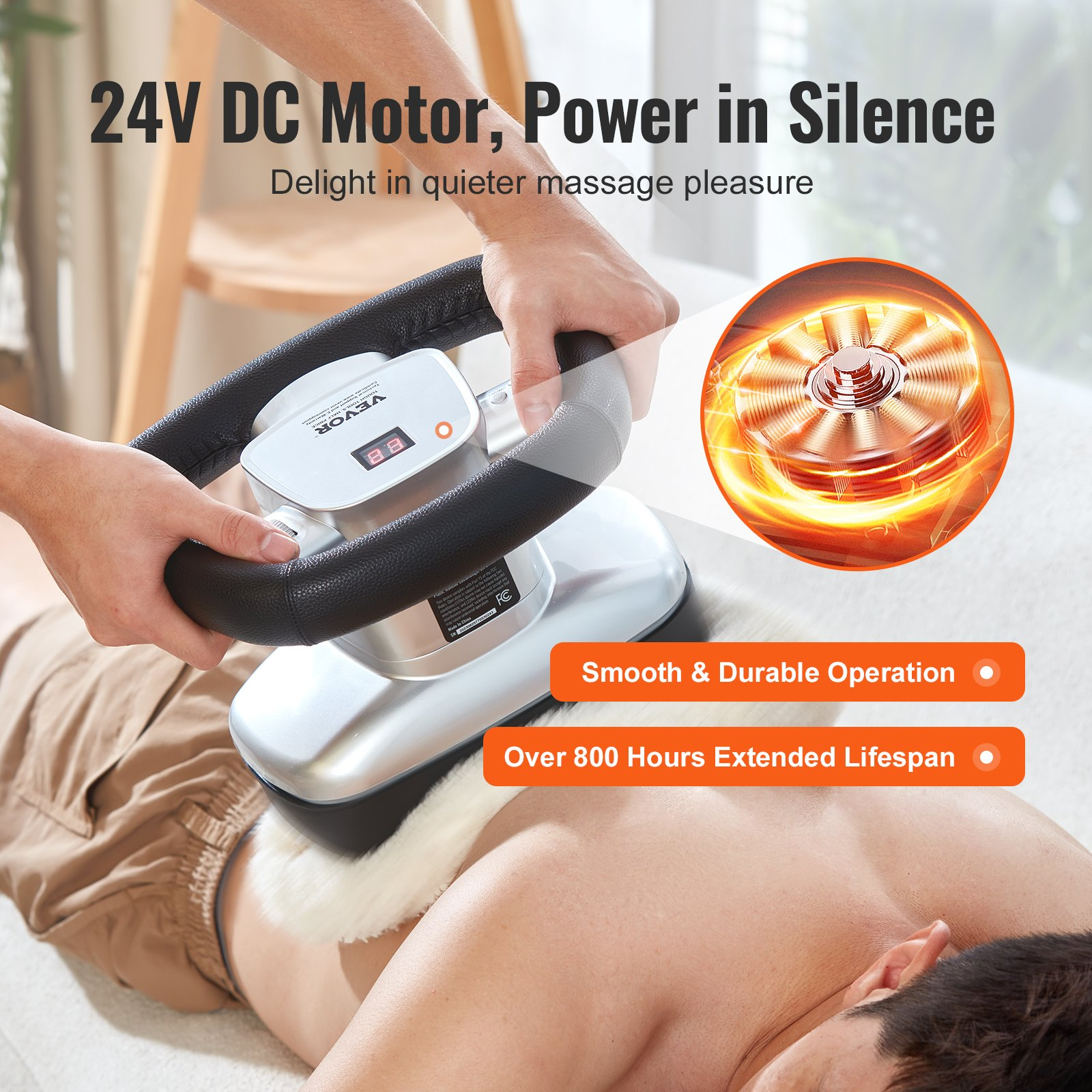 Handheld VEVOR chiropractic massager with adjustable speed for back, neck, and shoulder muscle relief, branded Start2Finish.