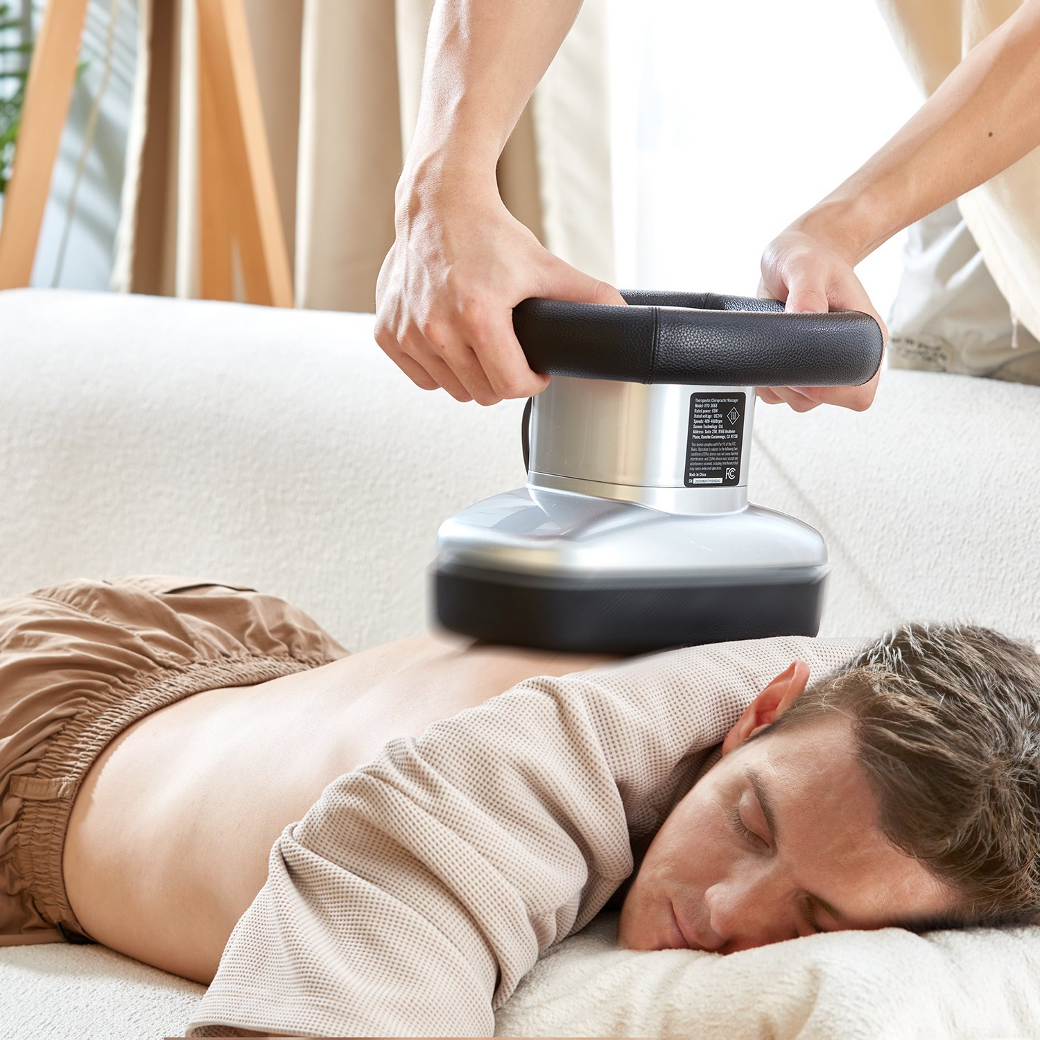 Start2Finish VEVOR Chiropractic Massager handheld device with adjustable speed for back, neck, and shoulder muscle relief.