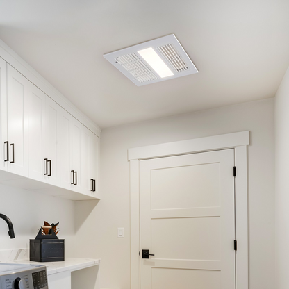 Start2Finish VEVOR bathroom exhaust fan with 1500W heating, 110 CFM ventilation, low noise, energy-efficient ceiling fan for home.
