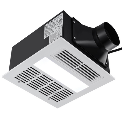 Start2Finish VEVOR bathroom exhaust fan with 1500W heating, 110 CFM ventilation, low noise, energy-efficient ceiling fan for home improvement.