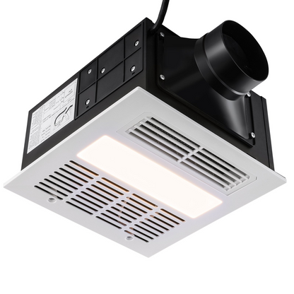 Start2Finish VEVOR bathroom exhaust fan with 1500W heating, 110 CFM ventilation, low noise, energy-efficient ceiling fan.