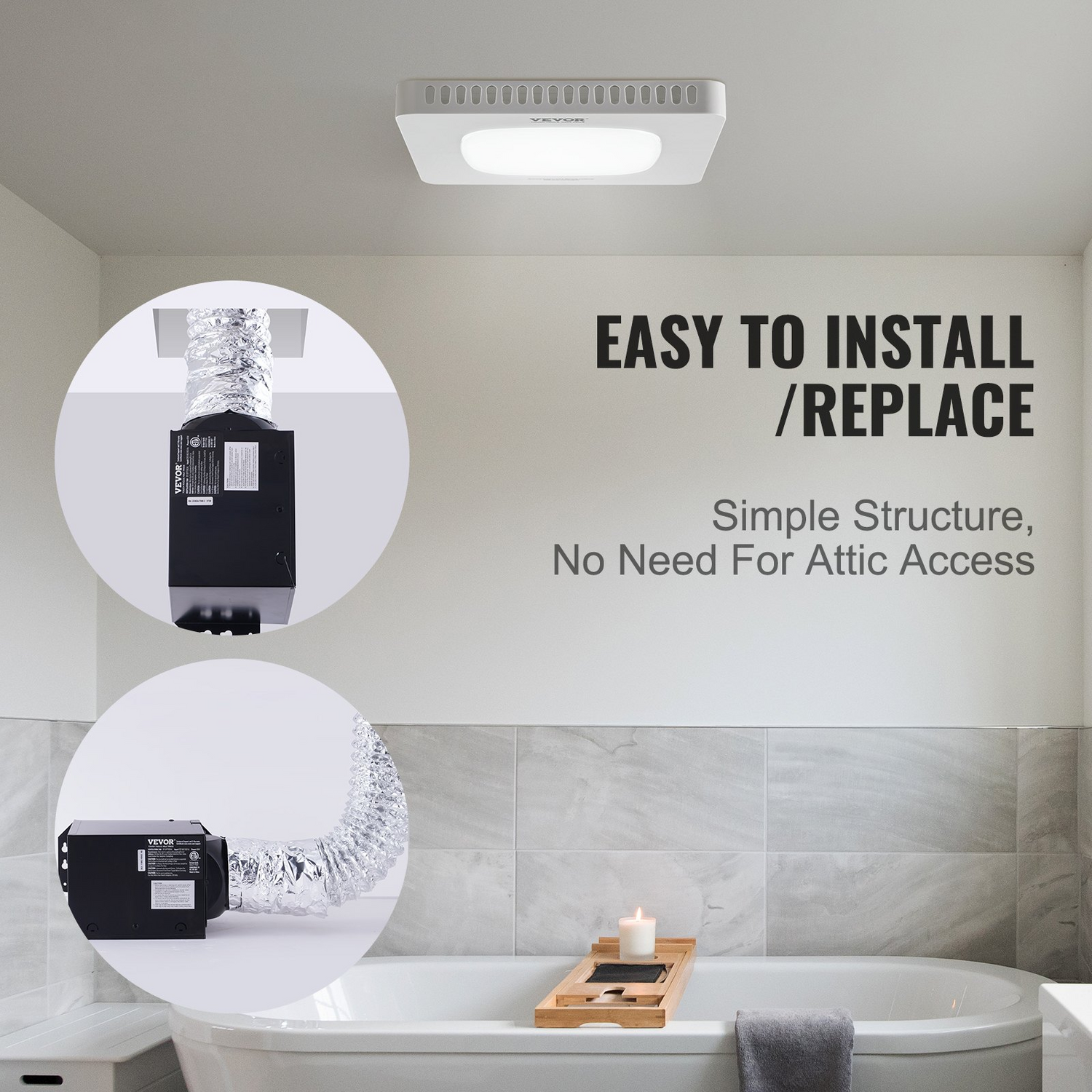 Start2Finish VEVOR bathroom exhaust fan with 110 CFM, all-copper motor, low noise, energy-efficient ventilation for ceiling use