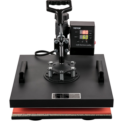 Start2Finish VEVOR 8-in-1 heat press machine with 15x15 inch pressing surface, swing-away design, for sublimation and heat transfer projects.