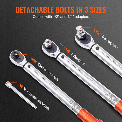 Start2Finish VEVOR 3/8-inch drive click torque wrench set with adjustable dual-range scales and extension rod for precise tightening.