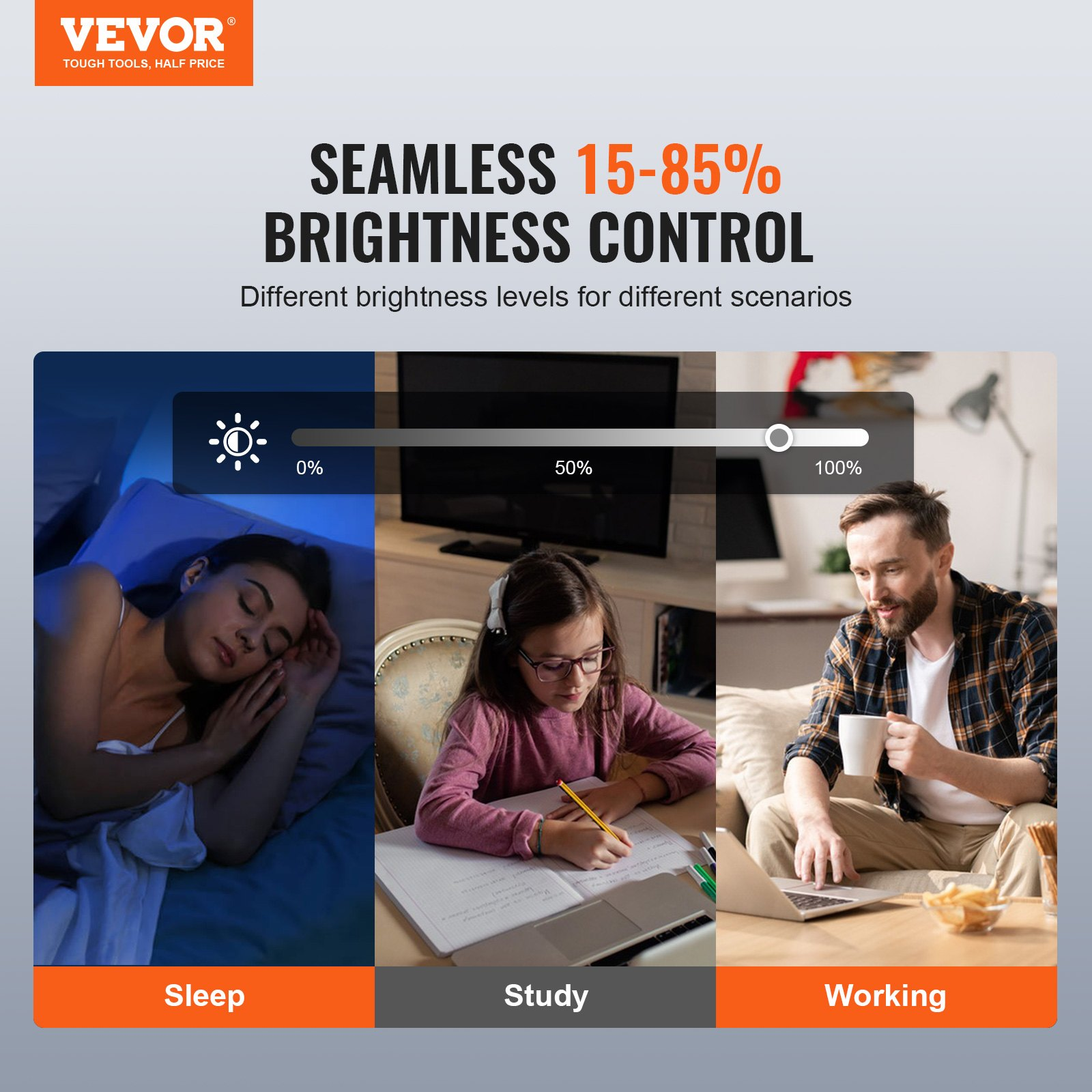 Start2Finish VEVOR WiFi smart light dimmer switch with touch panel, app control, and voice compatibility for 100-250V AC LED lighting.