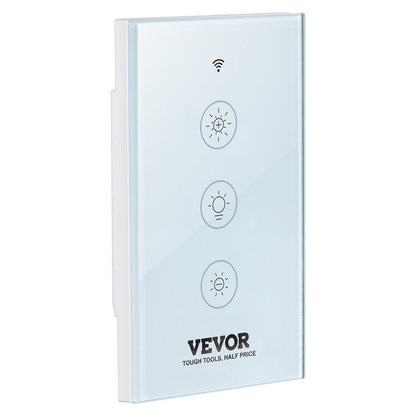 Start2Finish VEVOR WiFi Smart Light Dimmer Switch with touch panel, app control, and voice compatibility for LED dimming.