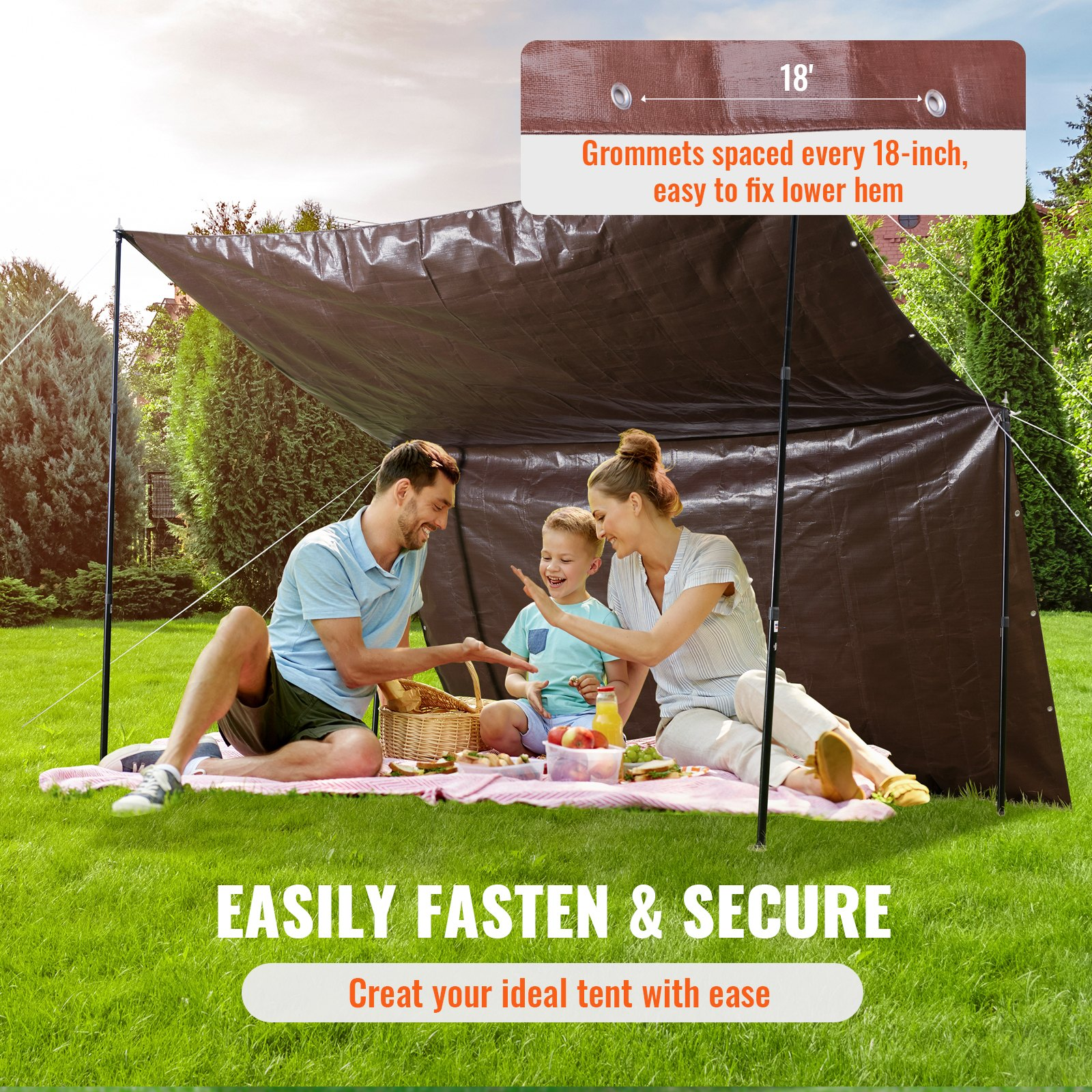 Start2Finish VEVOR 20x40 ft waterproof poly plastic tarp with grommets, reinforced edges, ideal for outdoor truck, RV, boat, camping cover
